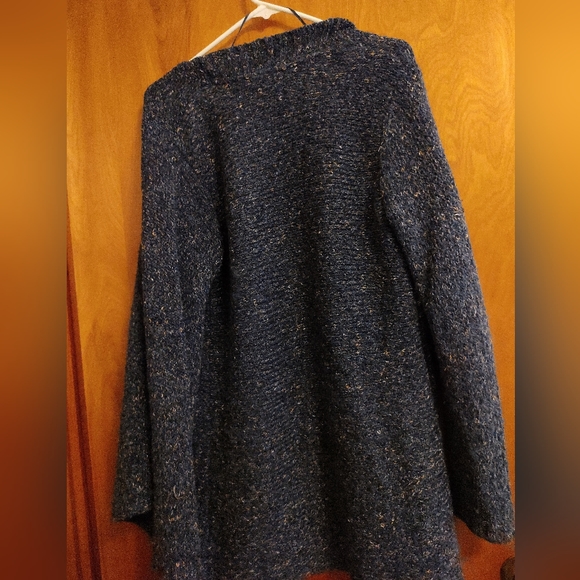 Charter Club open knit cardigan. Blue with brown/orange flecks. Women's M. - Picture 12 of 14